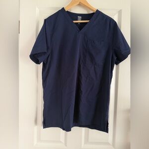 Set of 2 Roth Men's Navy V-Neck Medical Scrub Tops M